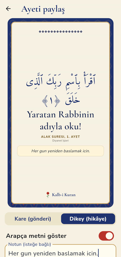 Ayet paylaşma görseli
